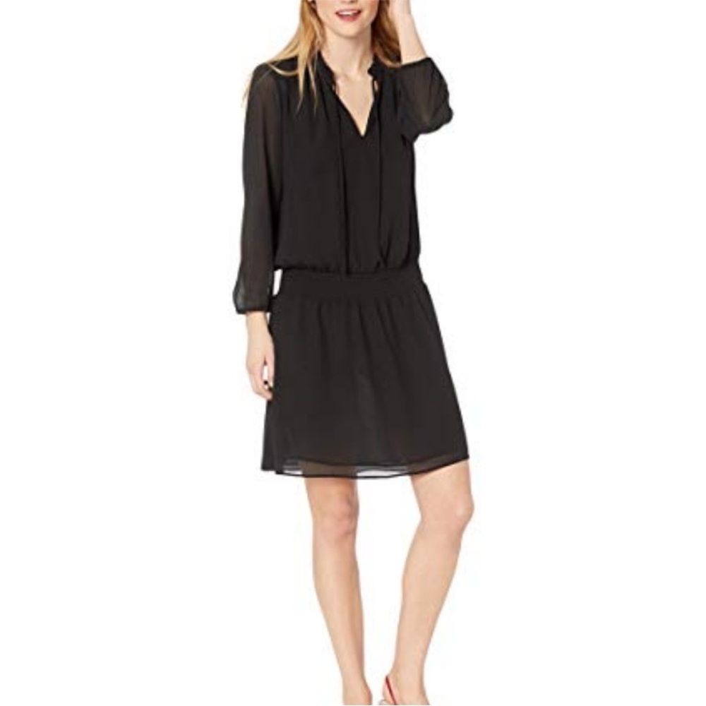 J.Crew Smocked Black Tie Front Dress Size Medium